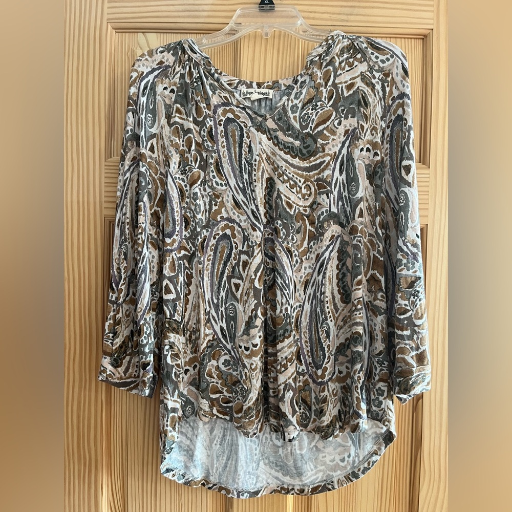 Hope Springs‎ Paisley 3/4 Sleeve Blouse Size Large
